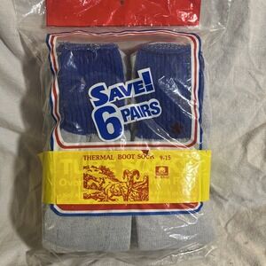6 pair Vintage Heavy Weight Thermal Knit Boot Socks Sz 10-14 NEW   PLEASE READ